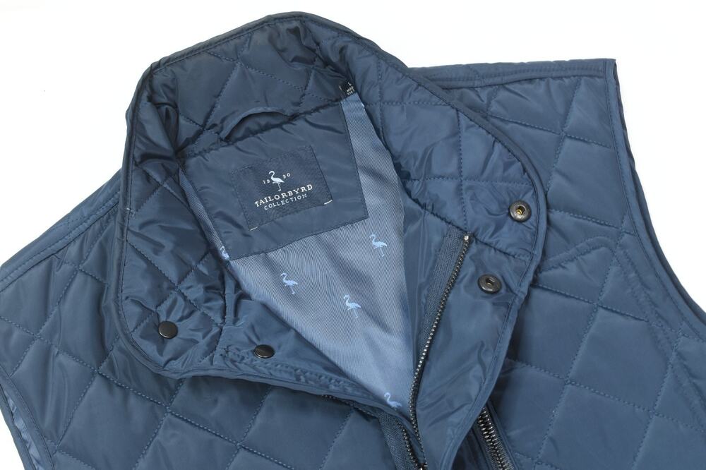 Tailorbyrd Collection Quilted Vest Mens Large Blue Full-Zip Insulated Sleeveless